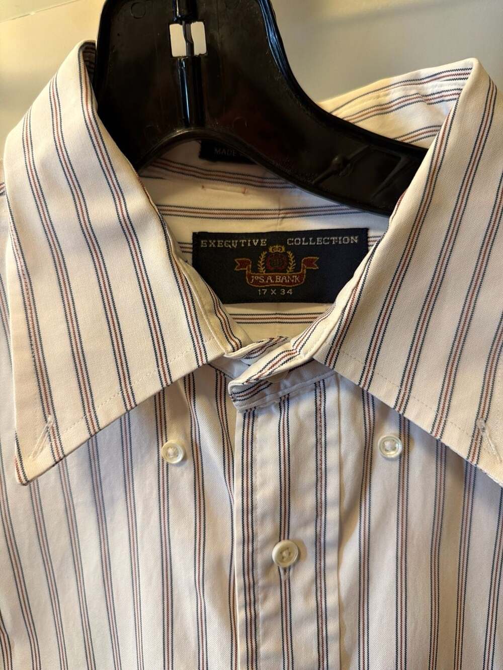 Jos. A. Bank Executive Collection Striped Pinpoint Dress Shirt 17 x 34